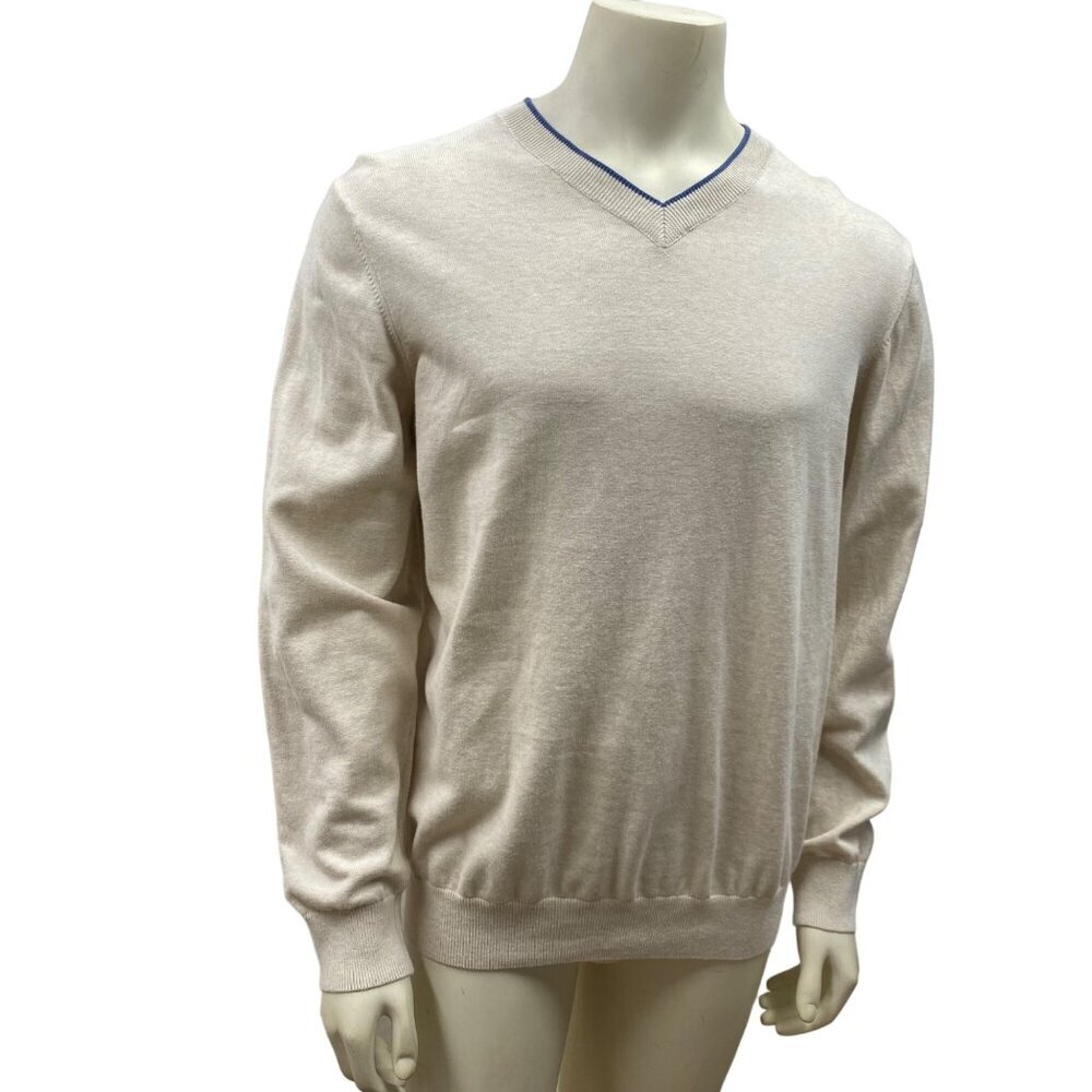 TOMMY HILFIGER MENS V NECK COTTON SWEATER LG